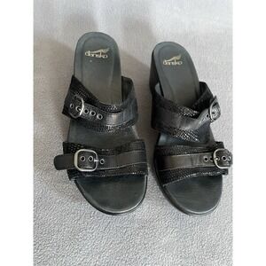 Dansko Sophie Glitter Black Two Strap Wedge Sandal Women's Size 40 Eu/us 9.5
